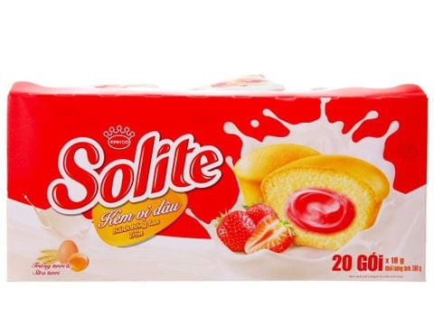 Bánh bông lan cuốn Solite vị kem dâu hộp 360g