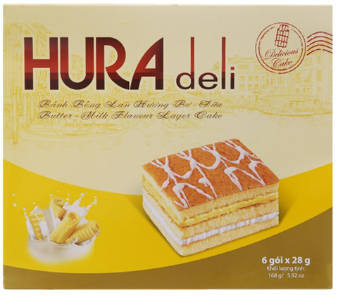 Bánh bông lan Hura Deli bơ sữa 168g