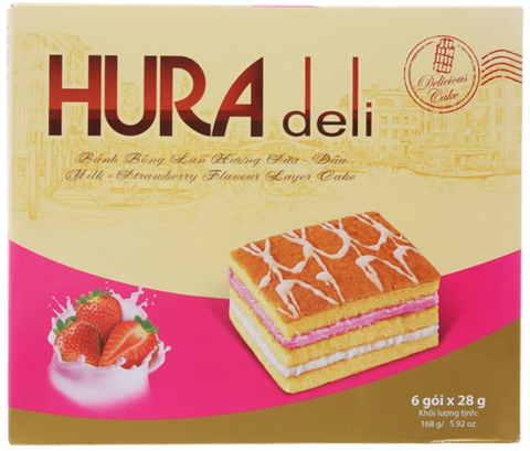 Bánh bông lan Hura Deli sữa dâu 168g