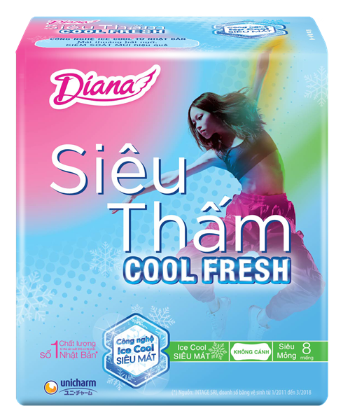 BVS Diana siêu thấm CoolFresh siêu mỏng không cánh 8 miếng