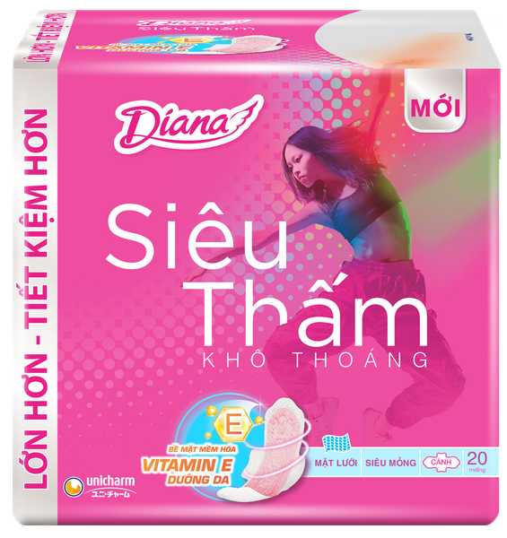 BVS Diana siêu thấm siêu mỏng cánh 20 miếng