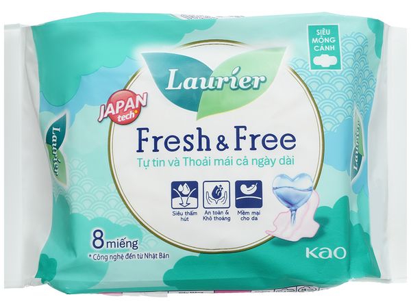 BVS Laurier ngày siêu mỏng cánh 8 miếng