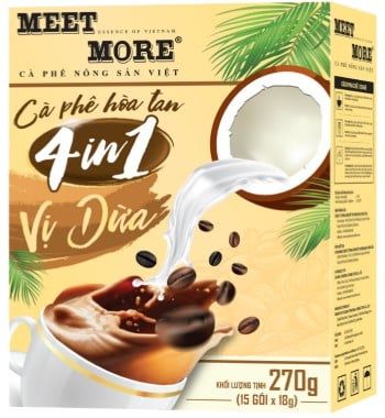Cà phê hòa tan 4in1 dừa Meet More 15x18g