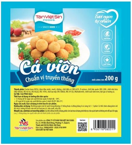 Cá viên chiên Tân Việt Sin gói 200g