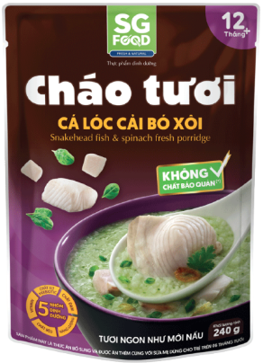 Cháo tươi cá lóc cải bó xôi 240g