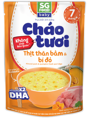 Cháo tươi baby thịt thăn bằm bí đỏ 240g SG Food