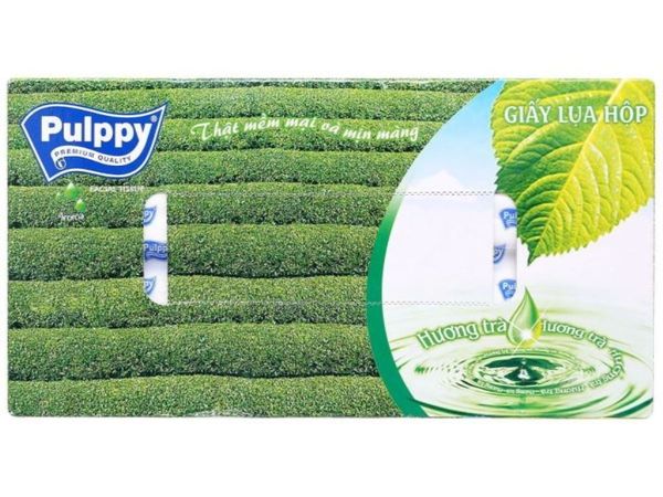 Khăn giấy hộp Pulppy trà xanh 100M