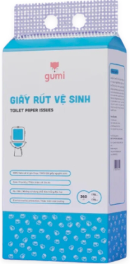 Giấy vệ sinh treo tường Gumi 4 lớp túi 360 tờ