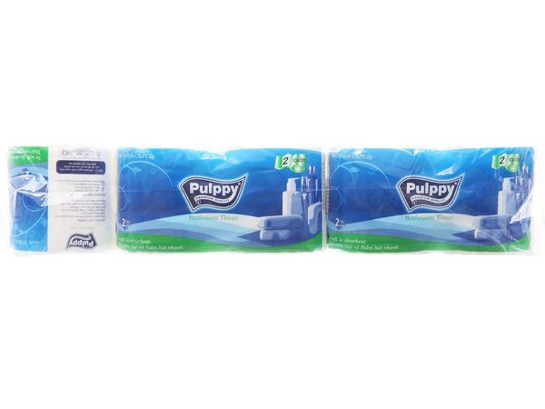 Giấy vệ sinh Pulppy xanh 2 lớp 2 cuộnx5
