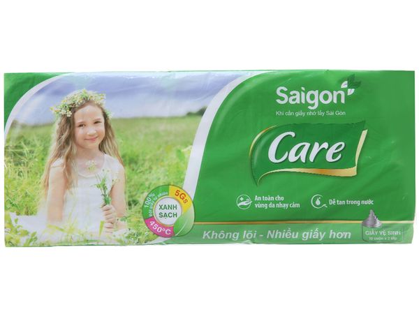 Giấy vệ sinh Saigon Care 2 lớp không lõi 10 cuộn