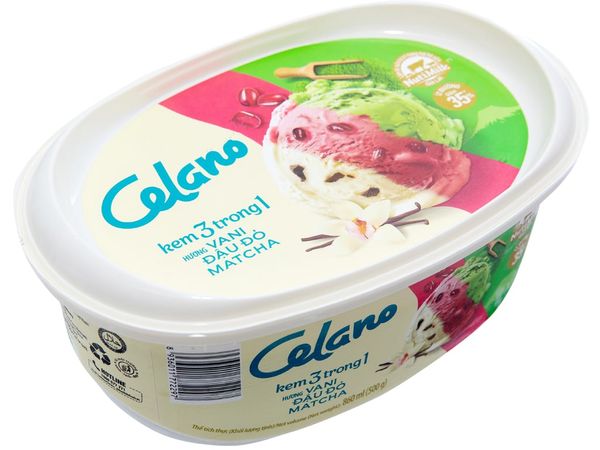 Kem Celano matcha-đậu đỏ-vani hộp 860ml