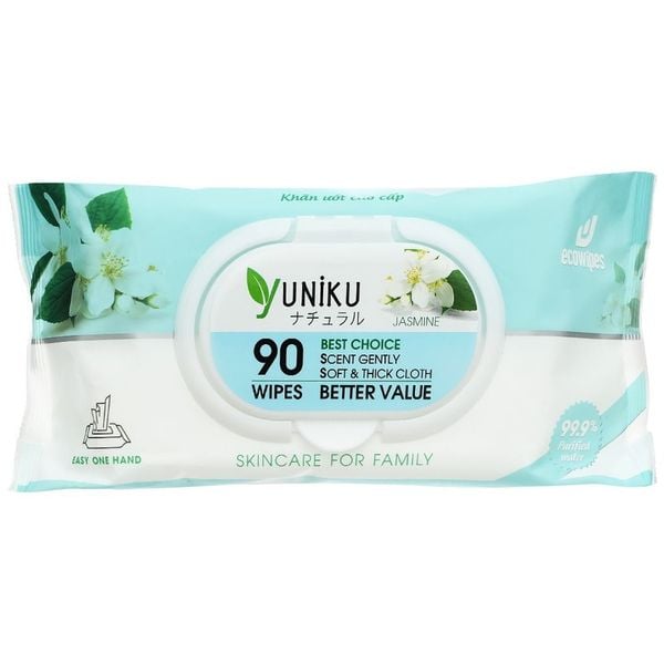 Khăn ướt Không Cồn - Yuniku Xanh Ngọc Hương Lài 90T