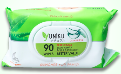 Khăn ướt Không Cồn - Yuniku Xanh Lá Không Mùi 90T