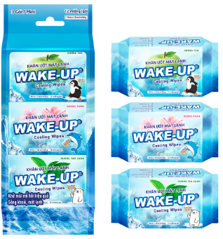 Khăn ướt mát lạnh Wake up 12 miếng lốc 3