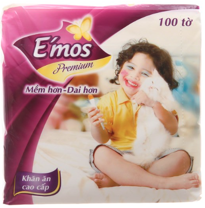 Khăn giấy ăn E'mos Premium 1 lớp 100 tờ