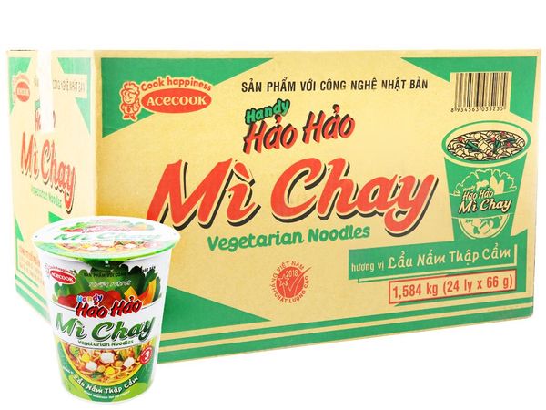 Mì Ly Handy Hảo Hảo Chay - Lẩu Nấm Thập Cẩm thùng 24 gói x 66g