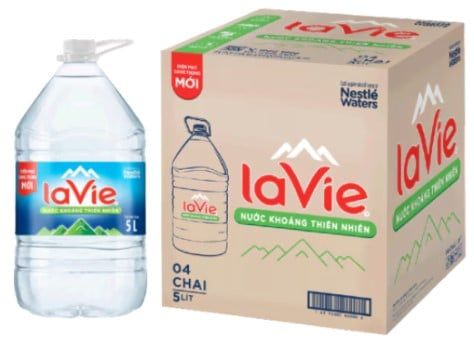 Nước khoáng dịu nhẹ thiên nhiên Lavie 4x5L_thùng