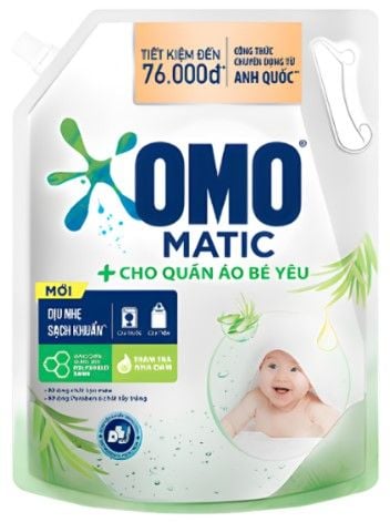 Nước giặt Omo Matic dịu nhẹ cho quần áo bé yêu túi 3.6kg