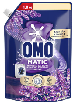 Nước giặt Omo matic oải hương cửa trước túi 1.8kg