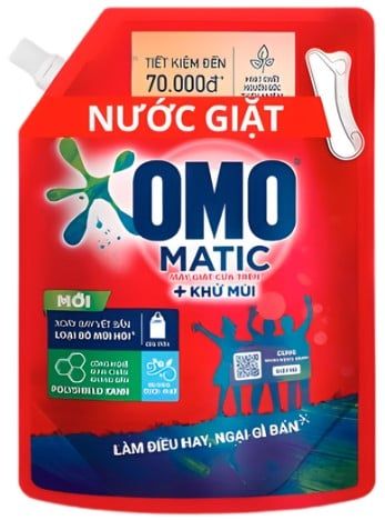 Nước giặt Omo Matic không mùi cửa trên túi 3.9kg