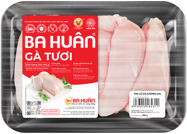 Phi lê gà không da Ba Huân 500g