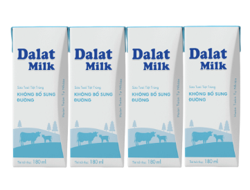 Sữa tươi tiệt trùng Đà Lạt không đường 4x180ml