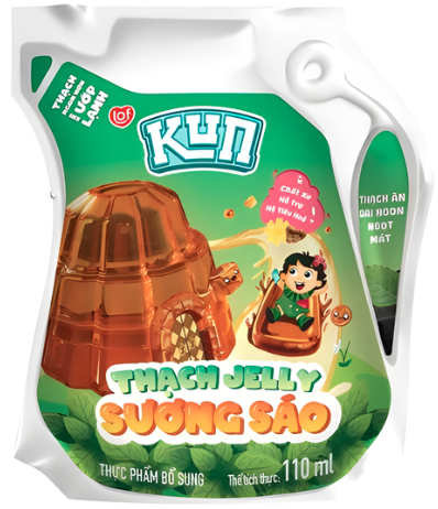 Sữa chua uống Kun thạch sương sáo túi 110ml