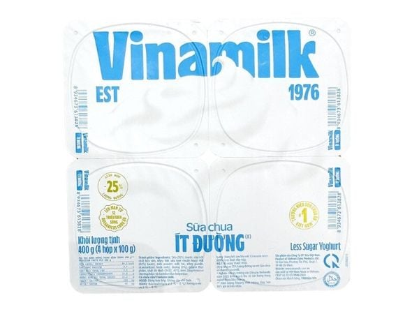 Sữa chua Vinamilk ít đường lốc 4x100g
