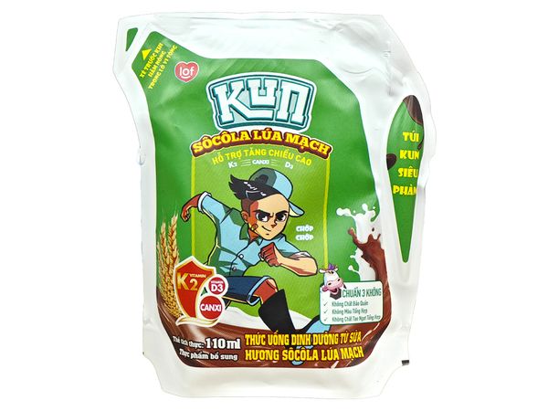 Sữa dinh dưỡng Kun socola lúa mạch túi 110ml