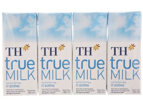 Sữa tươi tiệt trùng TH ít đường 4x180ml