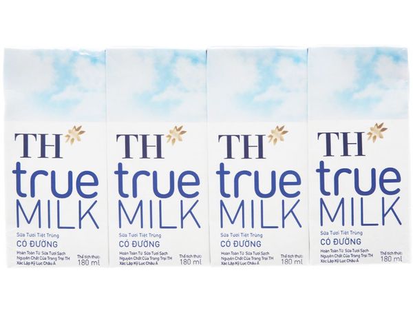 Sữa tươi tiệt trùng TH có đường 4x180ml