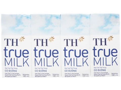 Sữa tươi tiệt trùng TH có đường 4x180ml