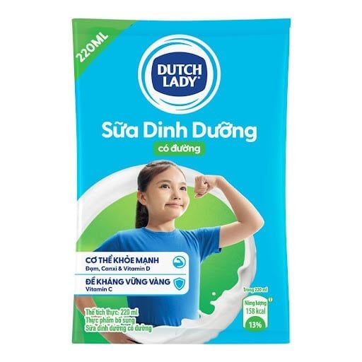 Sữa tiệt trùng Dutch Lady có đường gói 220ml