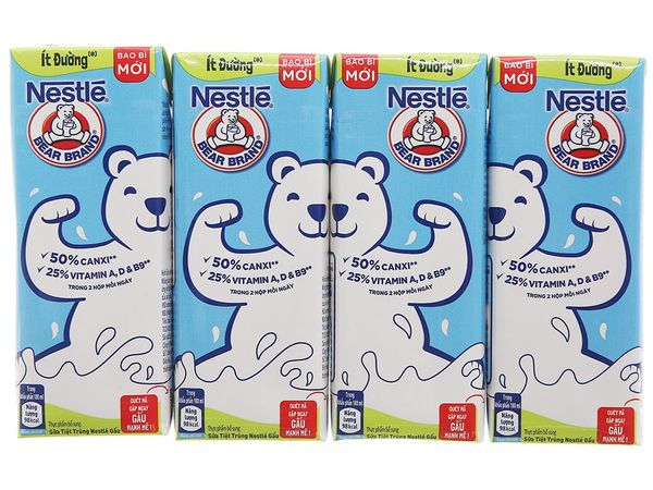 Sữa tiệt trùng Nestle ít đường lốc 4x180ml