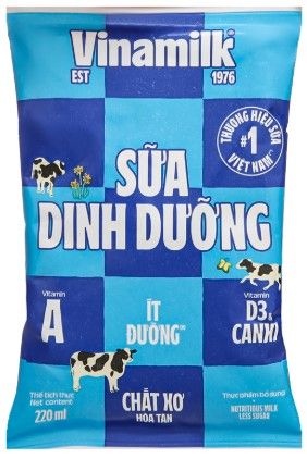 Sữa tiệt trùng Vinamilk ít đường 220ml