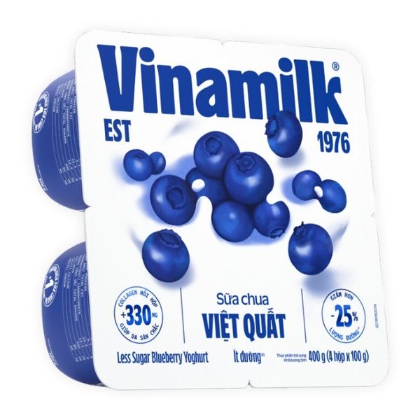 Sữa chua ăn Vinamilk việt quất ít đường 4x100g