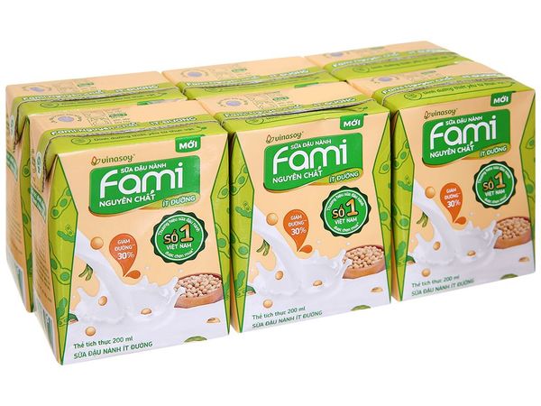 Sữa đậu nành Fami ít đường hộp 6x200ml