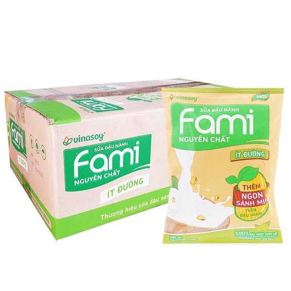 Sữa đậu nành Fami nguyên chất ít đường bịch 40x200ml