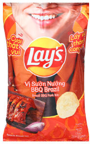 Snack khoai tây Lays sườn BBQ Brazil 90g