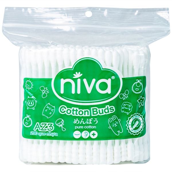 Tăm bông túi zipper người lớn 200 que nhựa AZ3