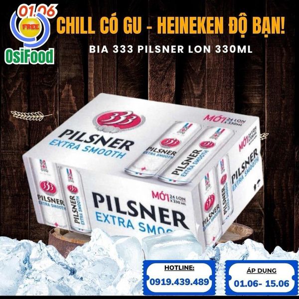 Nước uống lúa mạch 333 Pilsner Extra Smooth lon 330ml - Chill cực chill