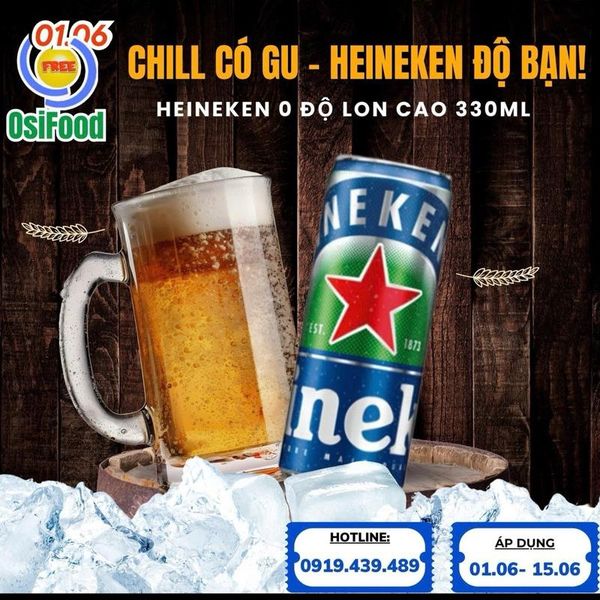 Heineken  Heineken 0.0% Độ Cồn 330ml - Chill Có Gu Không Chứa Cồn Thích Hợp Cho Buổi Vui