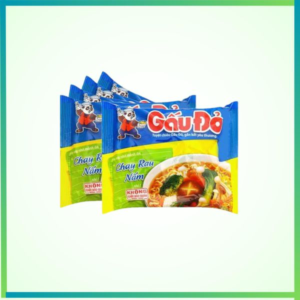 Mì Gấu Đỏ chay rau nấm gói 62g ( 30gói/Thùng) -Chay