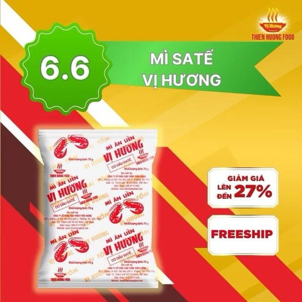 ￼Mì giấy 2 tôm Satế hành Vị Hương 70g/ gói - OsiFood điểm đến mỗi ngày