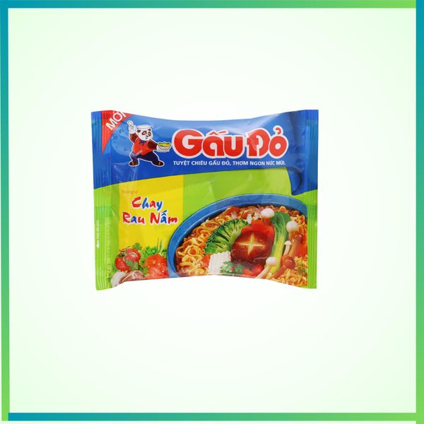 Mì Gấu Đỏ chay rau nấm gói 62g ( 30gói/Thùng) -Chay