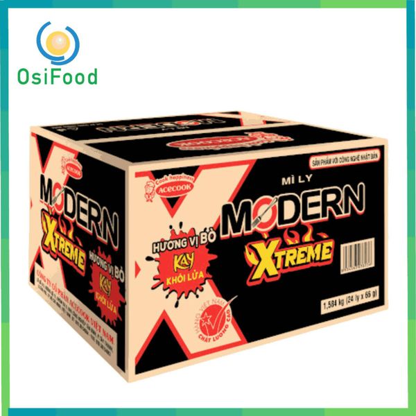 Mì Ly MODERNXTREME Hương Vị Bò Kay Khói Lửa 66Gr(24 LY)_Thùng
