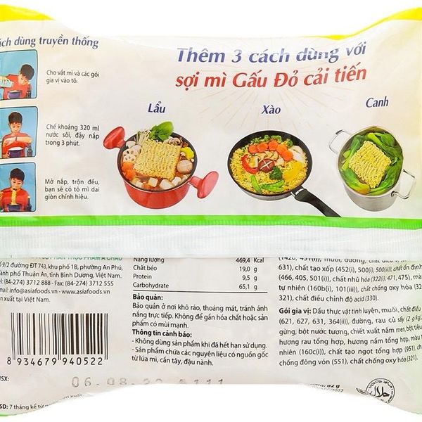 Mì Gấu đỏ chay rau nấm 63gr 30gói/Thùng - Sợi mì cải tiến dai giòn chính hiệu