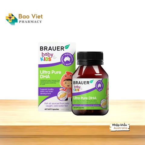  Viên nhai Brauer Baby & Kids Ultra Pure DHA hỗ trợ phát triển não bộ, sức khỏe cho mắt (60 viên) 