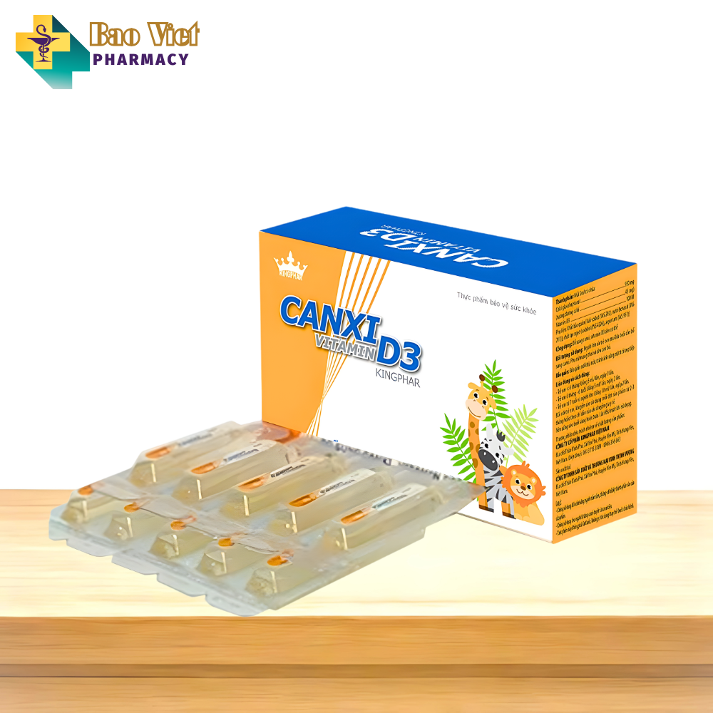  Ống uống Canxi Vitamin D3 Kingphar hộp 20 ống x 5ml 