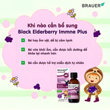  Brauer Black Elderberry Immune Plus chai 100ml hỗ trợ tăng sức đề kháng cho trẻ từ 2 tuổi 